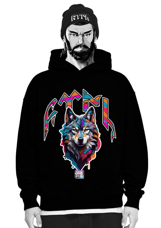 COLOURED WOLF - OVERSIZED HOODIE