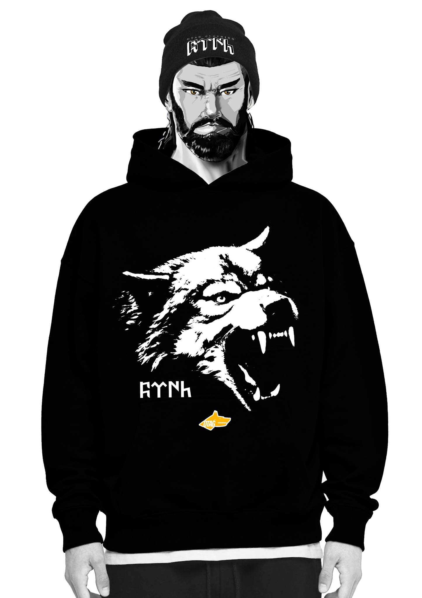 WOLF ABSTRACT - OVERSIZED HEAVY HOODIE